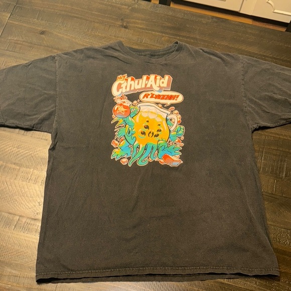 Hey Cthul-Aid T-Shirt Cthulhu Lovecraft Red Bubble Black Short Sleeve Unisex XL - Picture 1 of 7